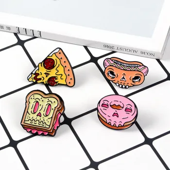 2019 Cartoon Toidu Emailiga pin-Pizza, Hot Dog Sandwich Terviseks Donut sõle Kotti Riideid Pääsme Ehted Kingitus Lastele Sõbrad hely
