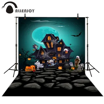 Allenjoy taustaga photo studio Cartoon zombie lossi täiskuu nahkhiired photocall stuudio taustaks kõrge kvaliteediga HD failid