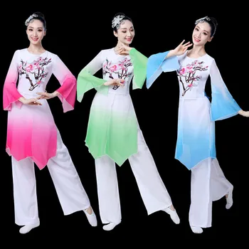 Hanfu klassikalise tantsu kostüüm naine elegantne täiskasvanud fänn etendus tantsu kostüüm hiina folk dance kostüüm naine
